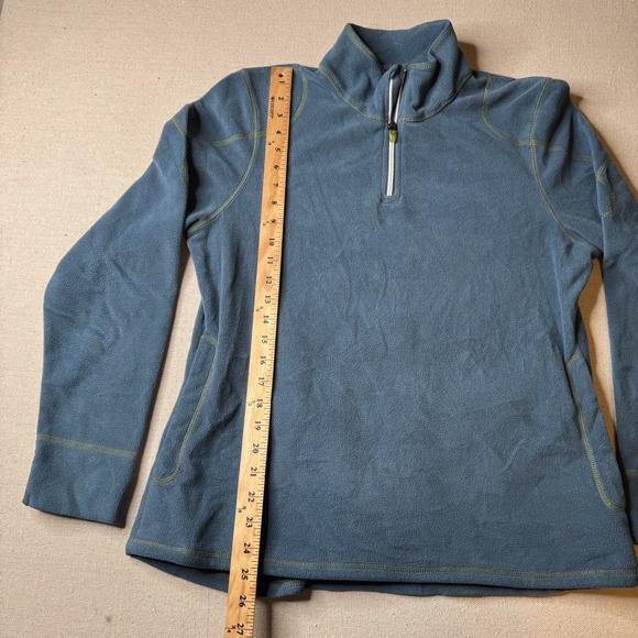 Title Nine Women's Blue Grey 1/4 Zip Fleece Pullover Sweater Size Large Pockets - Picture 5 of 8
